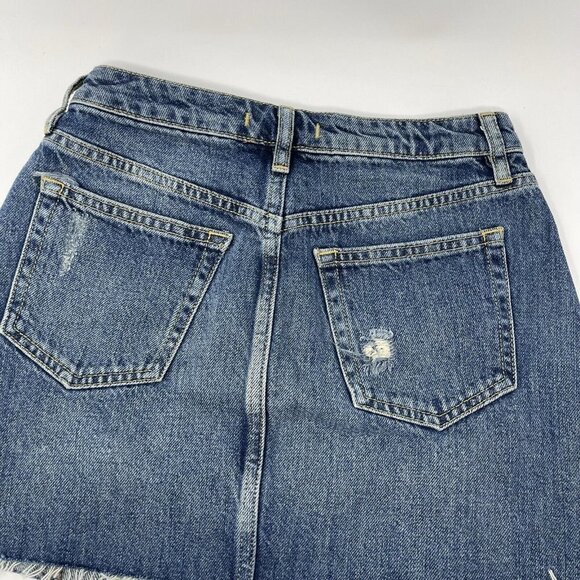 Free People Denim Jean Mini Skirt Women’s Size 26 Button Front We The Free - Picture 7 of 9
